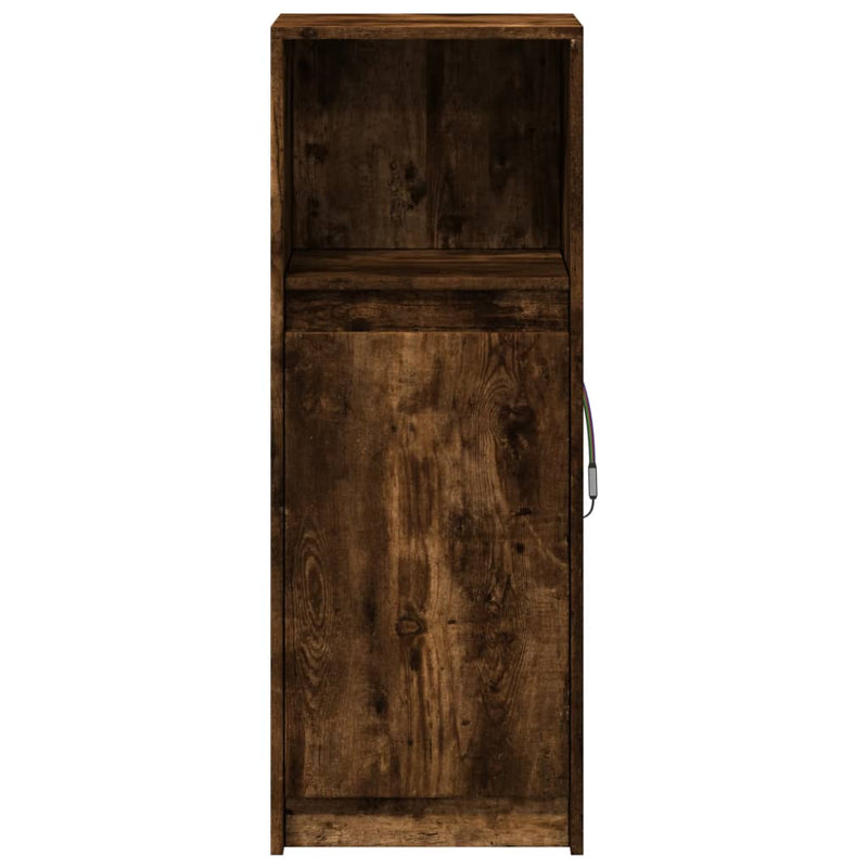 vidaXL füstös tölgy szerelt fa tálalószekrény LED-del 38 x 34 x 100 cm