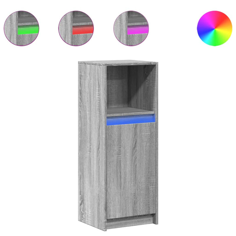 vidaXL szürke sonoma szerelt fa tálalószekrény LED-del 38x34x100 cm