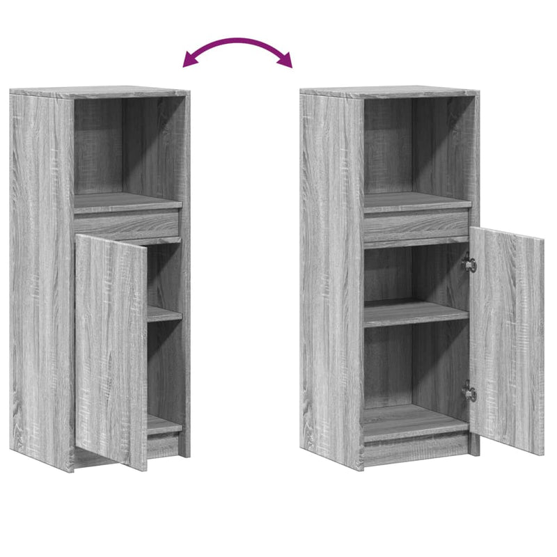 vidaXL szürke sonoma szerelt fa tálalószekrény LED-del 38x34x100 cm