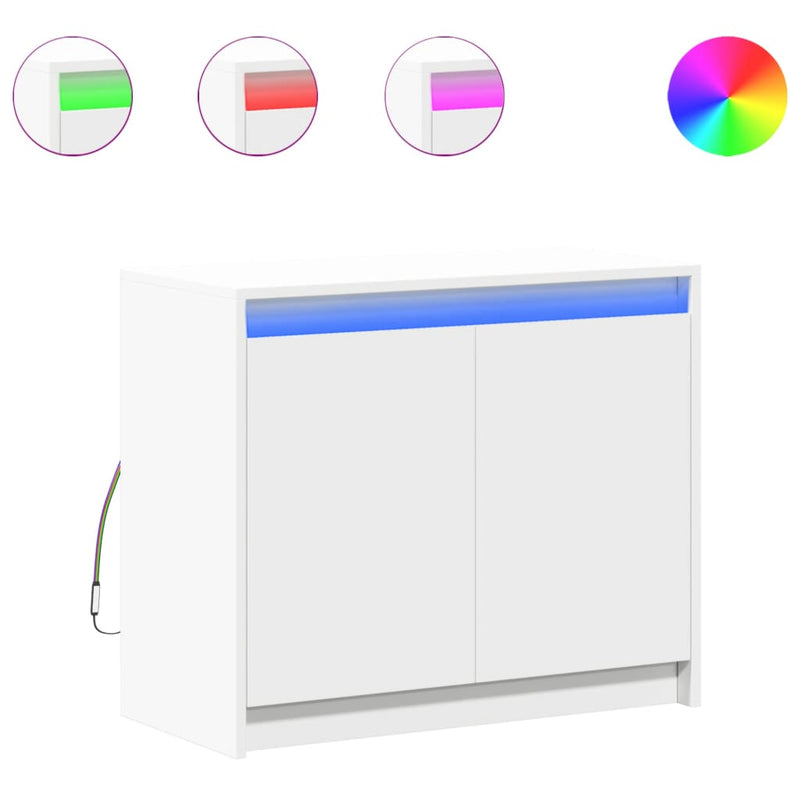 vidaXL fehér szerelt fa tálalószekrény LED-del 72 x 34 x 61 cm