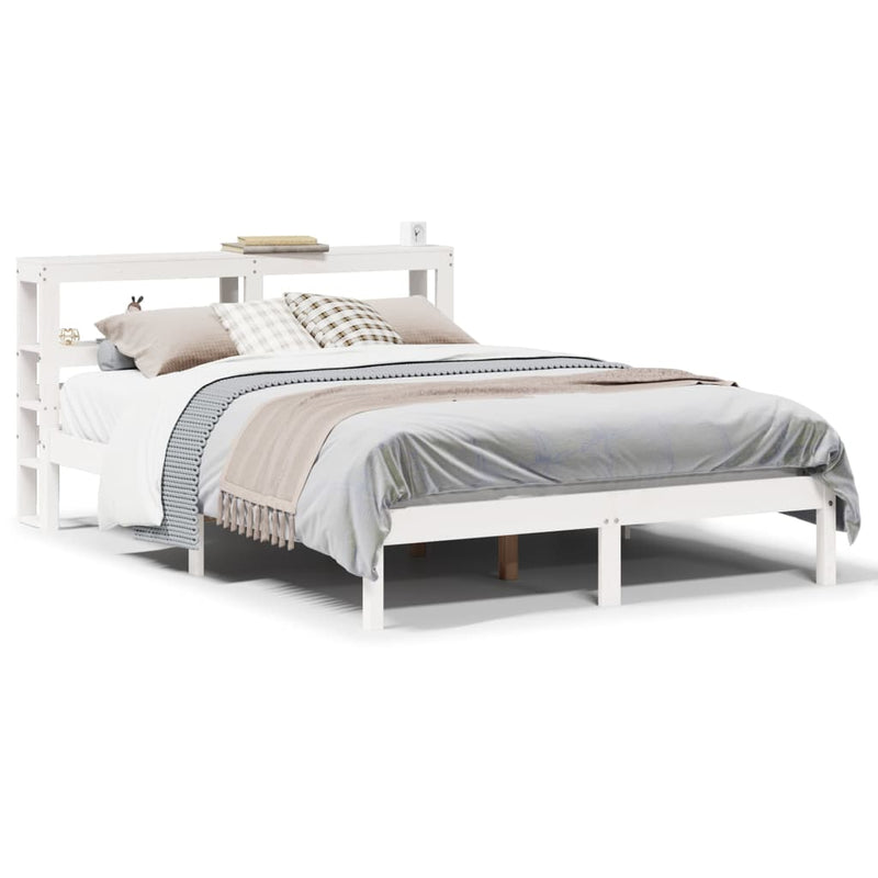 vidaXL fehér tömör fenyőfa ágy matrac nélkül 135 x 190 cm