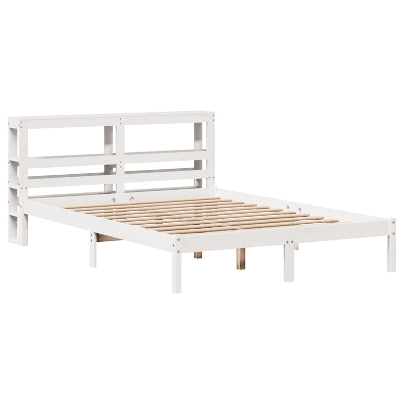 vidaXL fehér tömör fenyőfa ágy matrac nélkül 135 x 190 cm