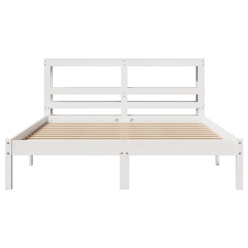 vidaXL fehér tömör fenyőfa ágy matrac nélkül 135 x 190 cm