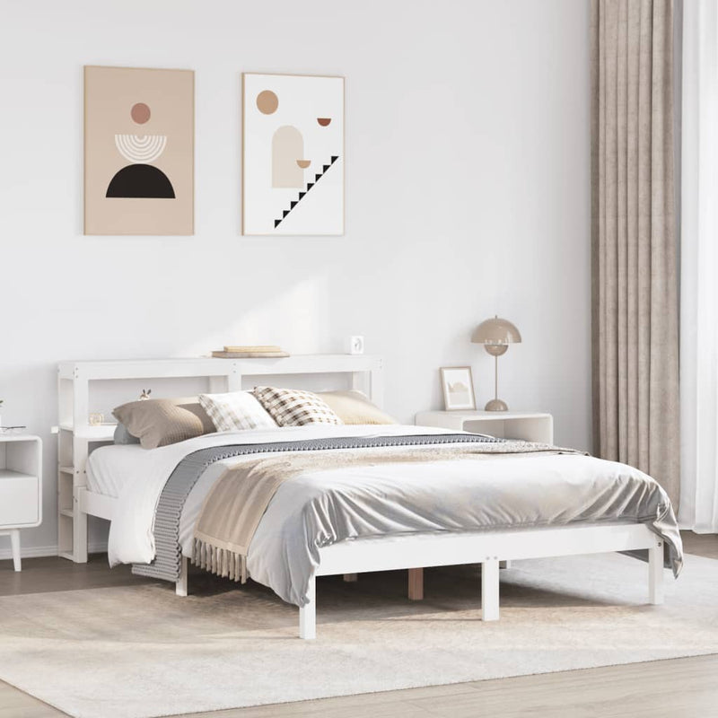 vidaXL fehér tömör fenyőfa ágy matrac nélkül 135 x 190 cm