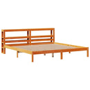 vidaXL viaszbarna tömör fenyőfa ágykeret fejtámlával 200 x 200 cm