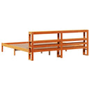 vidaXL viaszbarna tömör fenyőfa ágykeret fejtámlával 200 x 200 cm