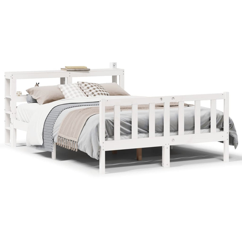 vidaXL fehér tömör fenyőfa ágy matrac nélkül 135 x 190 cm