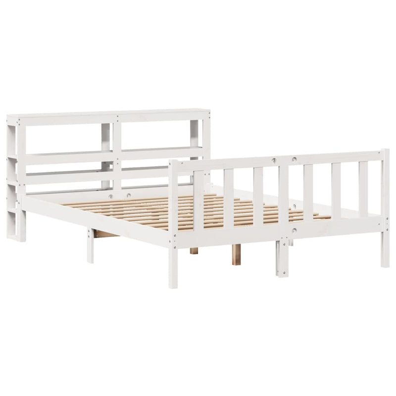 vidaXL fehér tömör fenyőfa ágy matrac nélkül 135 x 190 cm