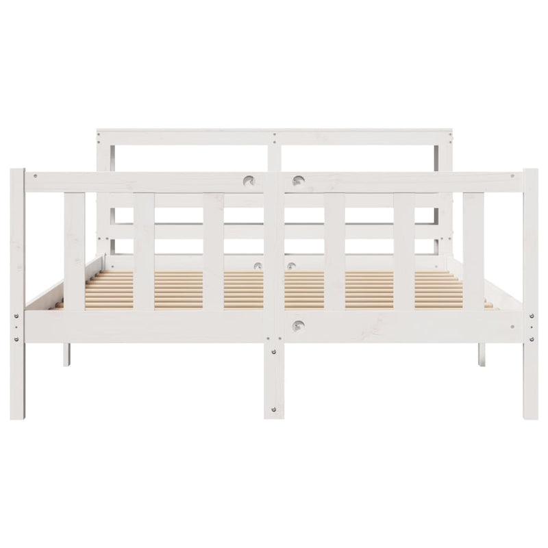 vidaXL fehér tömör fenyőfa ágy matrac nélkül 135 x 190 cm