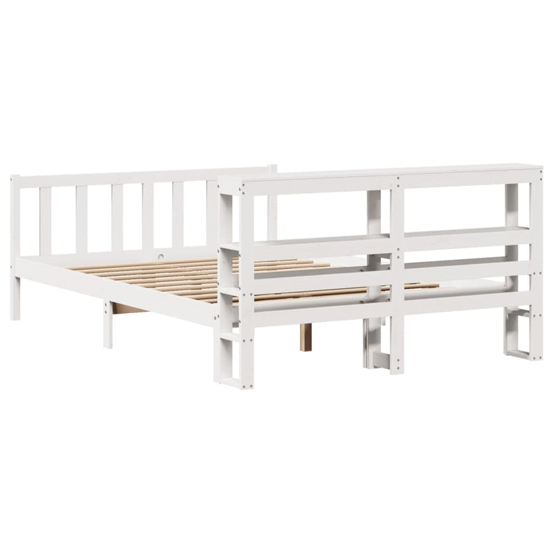 vidaXL fehér tömör fenyőfa ágy matrac nélkül 135 x 190 cm