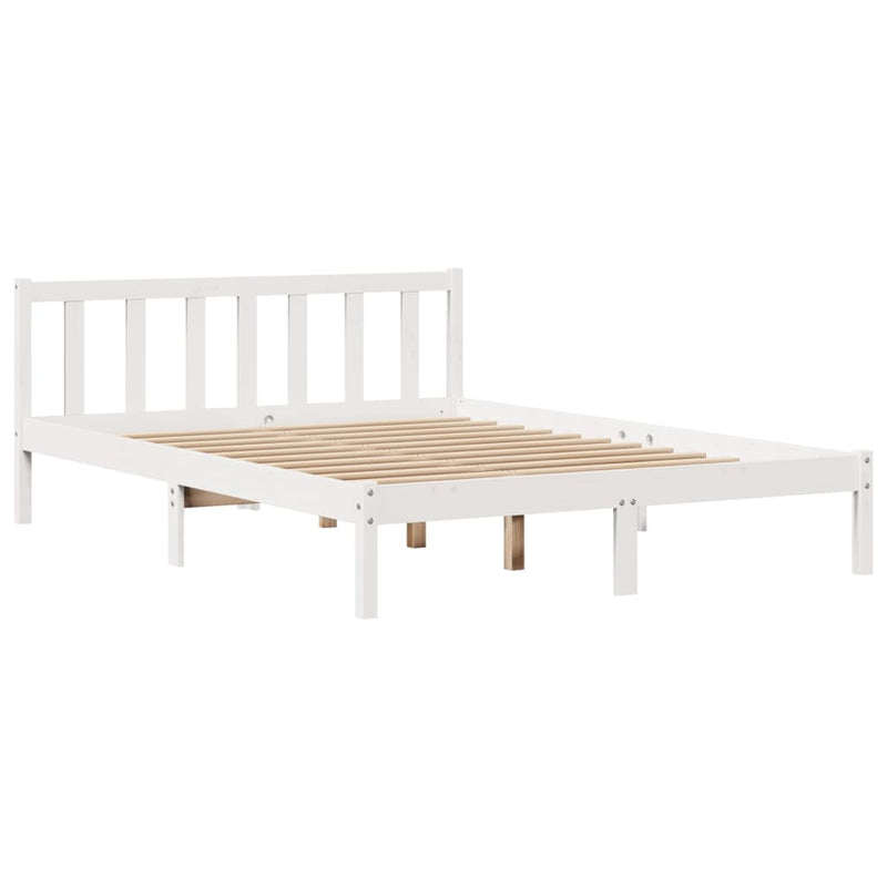 vidaXL fehér tömör fenyőfa ágy matrac nélkül 135 x 190 cm