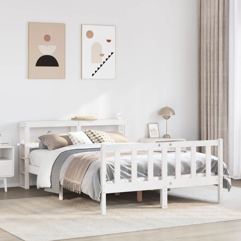 vidaXL fehér tömör fenyőfa ágy matrac nélkül 135 x 190 cm