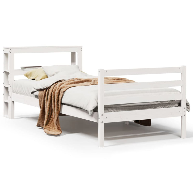 vidaXL fehér tömör fenyőfa ágykeret matrac nélkül 90 x 190 cm
