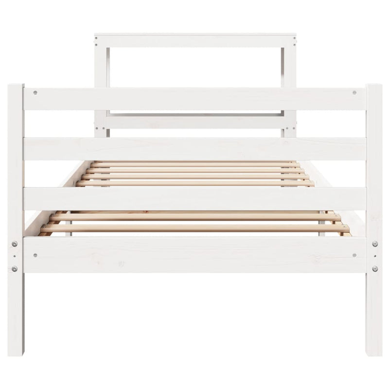 vidaXL fehér tömör fenyőfa ágykeret matrac nélkül 90 x 190 cm