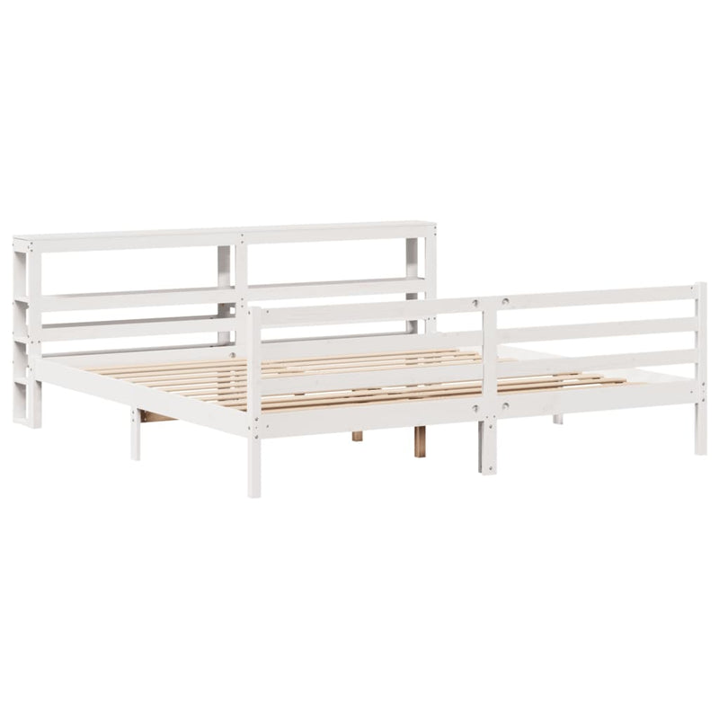 vidaXL fehér tömör fenyőfa ágy matrac nélkül 180 x 200 cm
