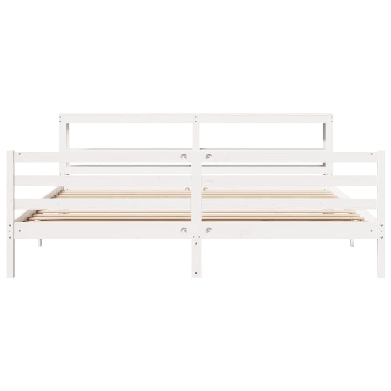 vidaXL fehér tömör fenyőfa ágy matrac nélkül 180 x 200 cm
