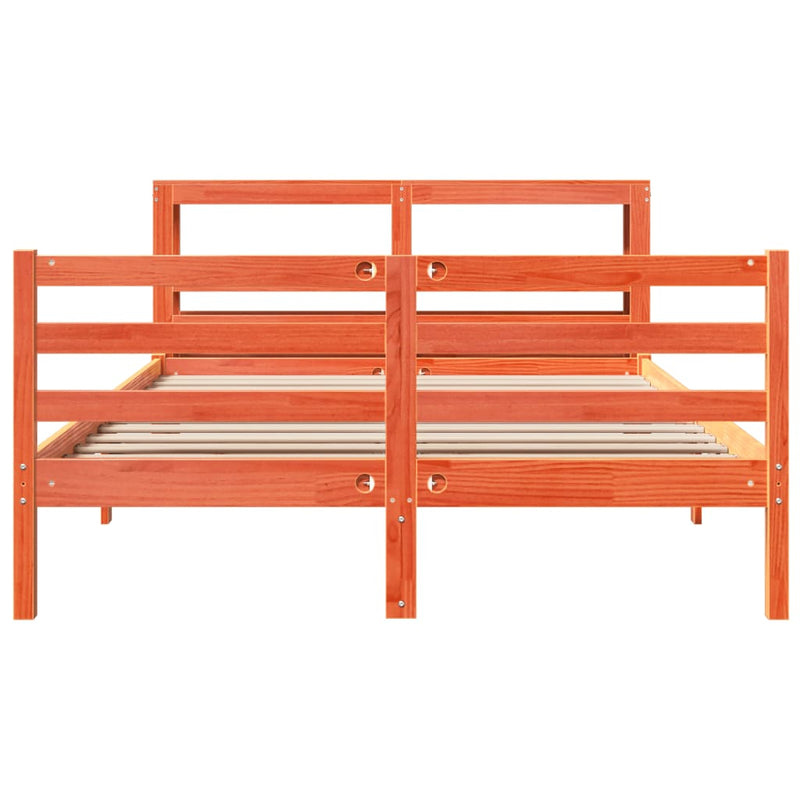 vidaXL viaszbarna tömör fenyőfa ágy matrac nélkül 150 x 200 cm