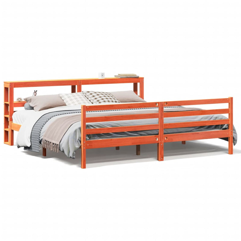 vidaXL viaszbarna tömör fenyőfa ágy matrac nélkül 180 x 200 cm