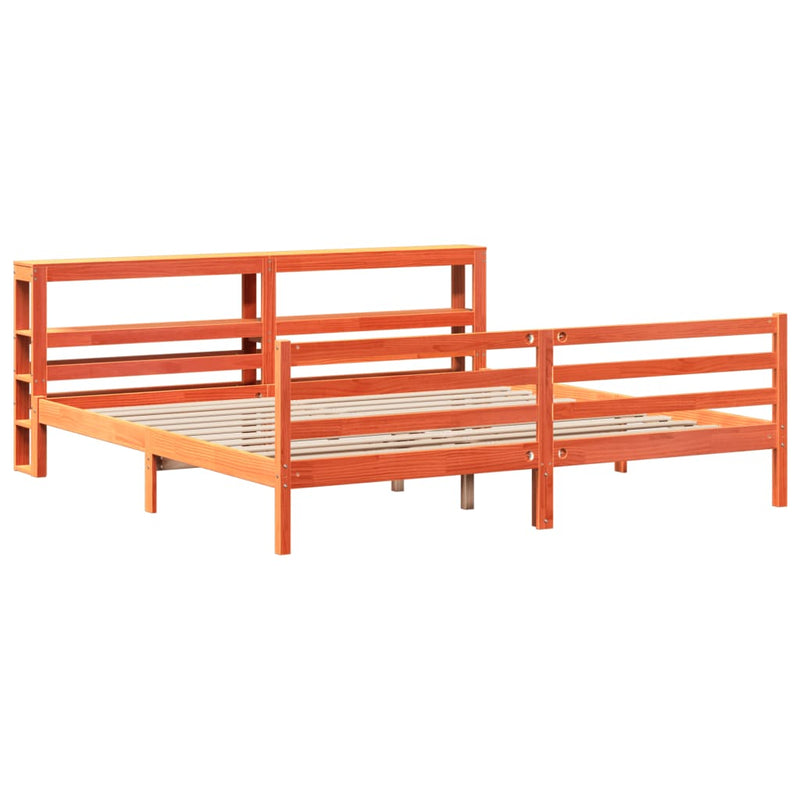 vidaXL viaszbarna tömör fenyőfa ágy matrac nélkül 180 x 200 cm