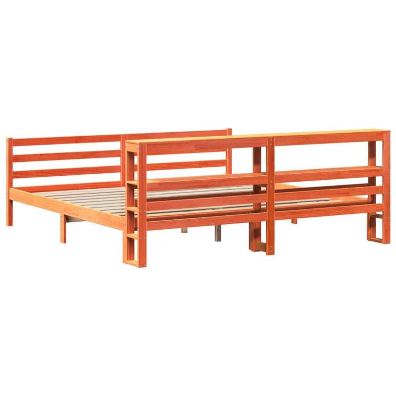 vidaXL viaszbarna tömör fenyőfa ágy matrac nélkül 180 x 200 cm