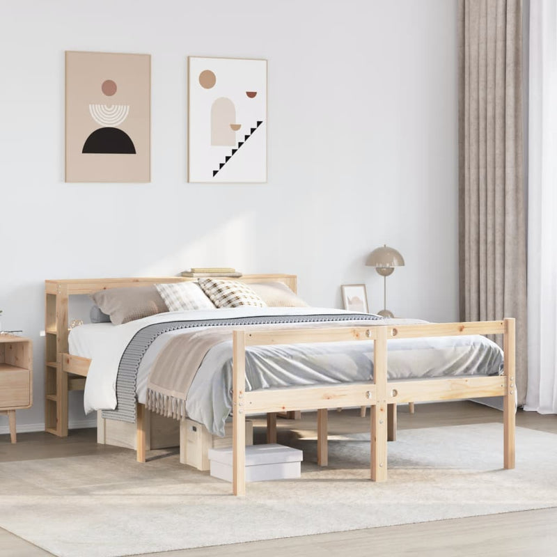 vidaXL tömör fenyőfa ágy időseknek fejtámlával 120 x 190 cm