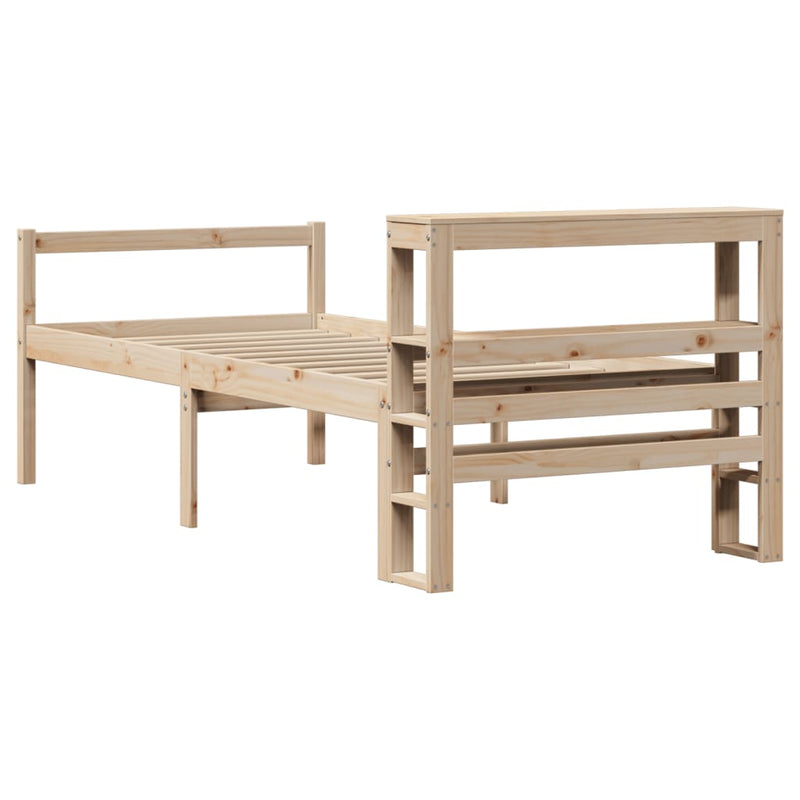 vidaXL tömör fenyőfa ágy időseknek fejtámlával 100 x 200 cm