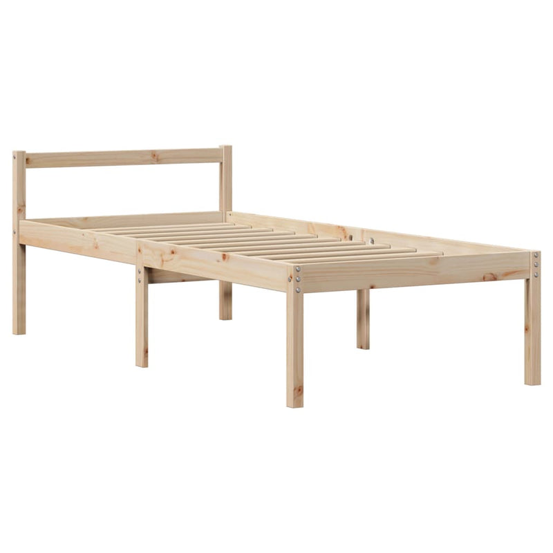 vidaXL tömör fenyőfa ágy időseknek fejtámlával 100 x 200 cm