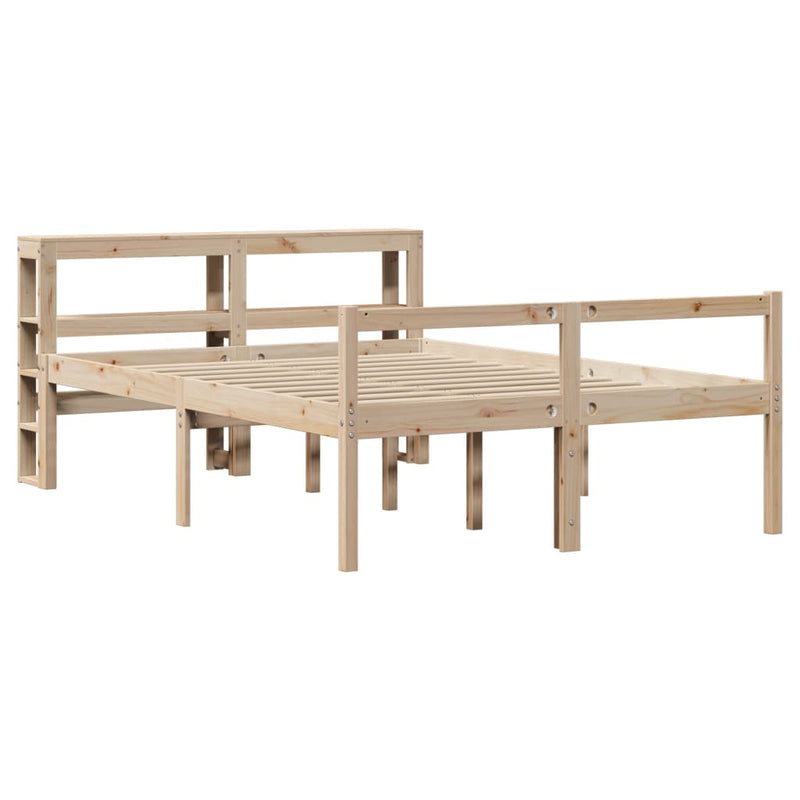 vidaXL tömör fenyőfa ágy időseknek fejtámlával 140 x 200 cm