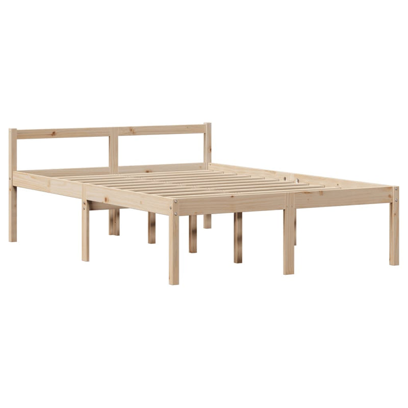 vidaXL tömör fenyőfa ágy időseknek fejtámlával 140 x 200 cm