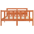 vidaXL viaszbarna tömör fenyőfa ágykeret fejtámlával 150x200 cm