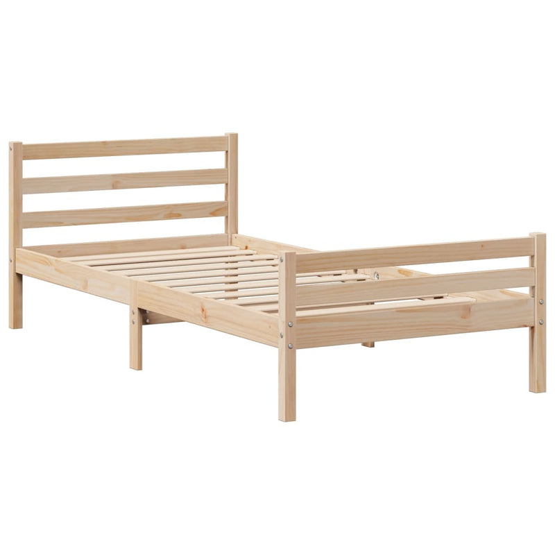 vidaXL tömör fenyőfa ágykeret fejtámlával 100 x 200 cm