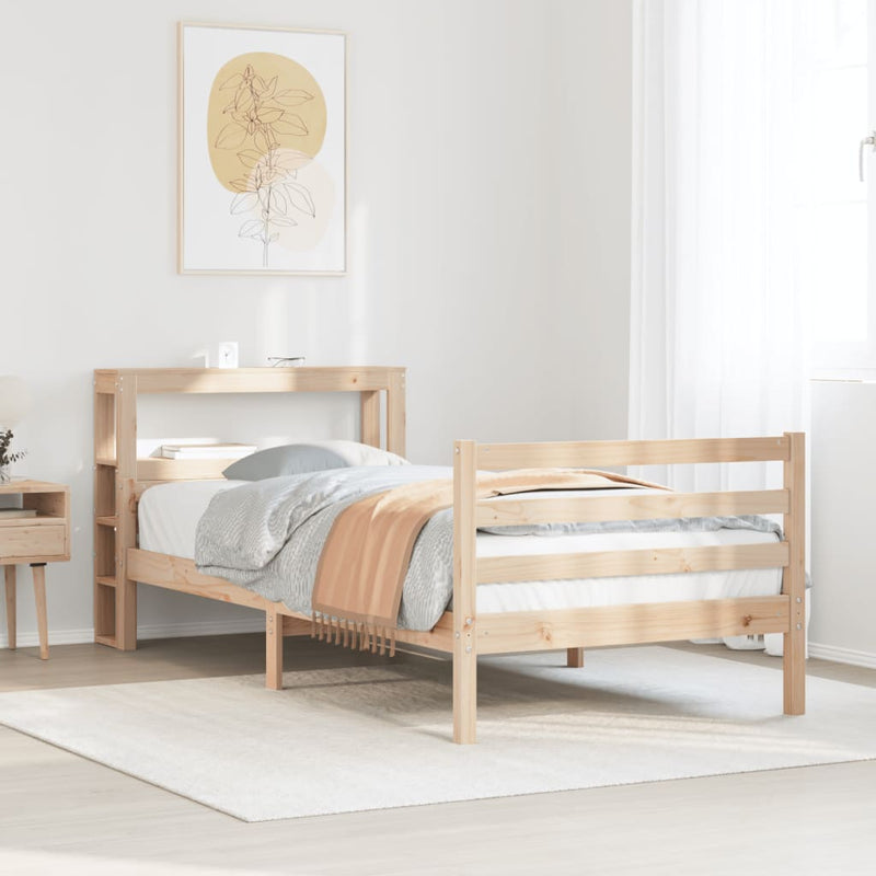 vidaXL tömör fenyőfa ágykeret fejtámlával 100 x 200 cm