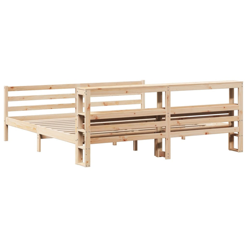 vidaXL tömör fenyőfa ágykeret fejtámlával 200 x 200 cm