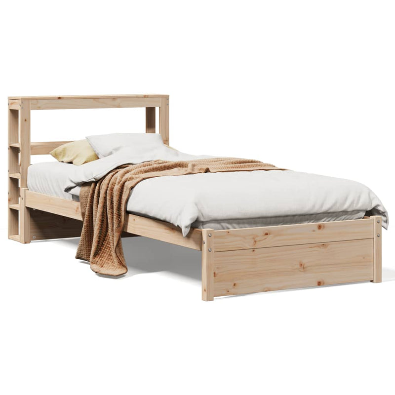 vidaXL tömör fenyőfa ágykeret fejtámlával 90 x 190 cm