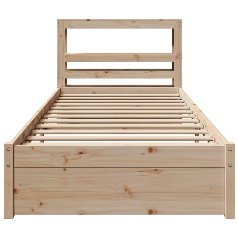 vidaXL tömör fenyőfa ágykeret fejtámlával 90 x 190 cm
