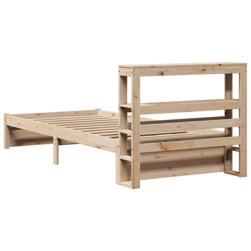 vidaXL tömör fenyőfa ágykeret fejtámlával 90 x 190 cm