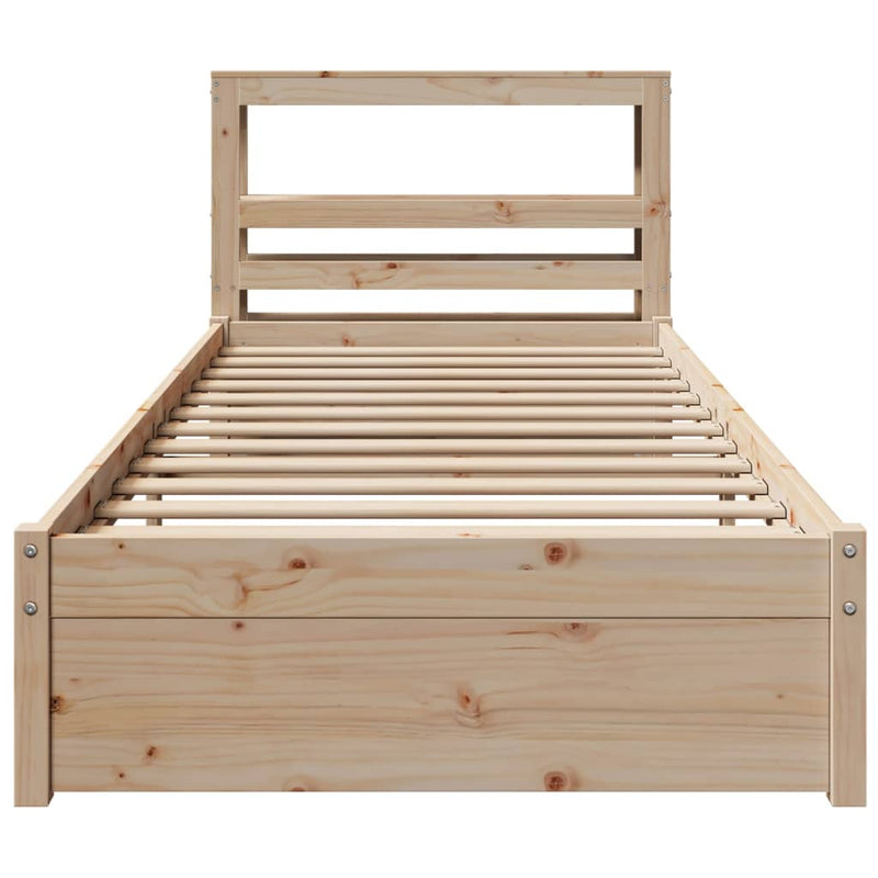 vidaXL tömör fenyőfa ágykeret fejtámlával 100 x 200 cm