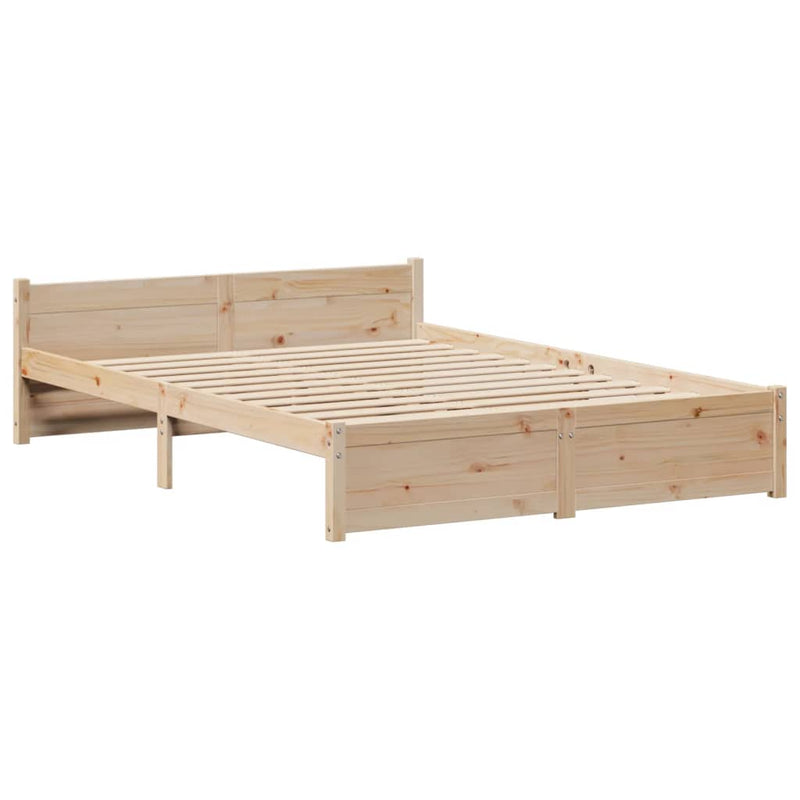 vidaXL tömör fenyőfa ágykeret fejtámlával 140 x 190 cm