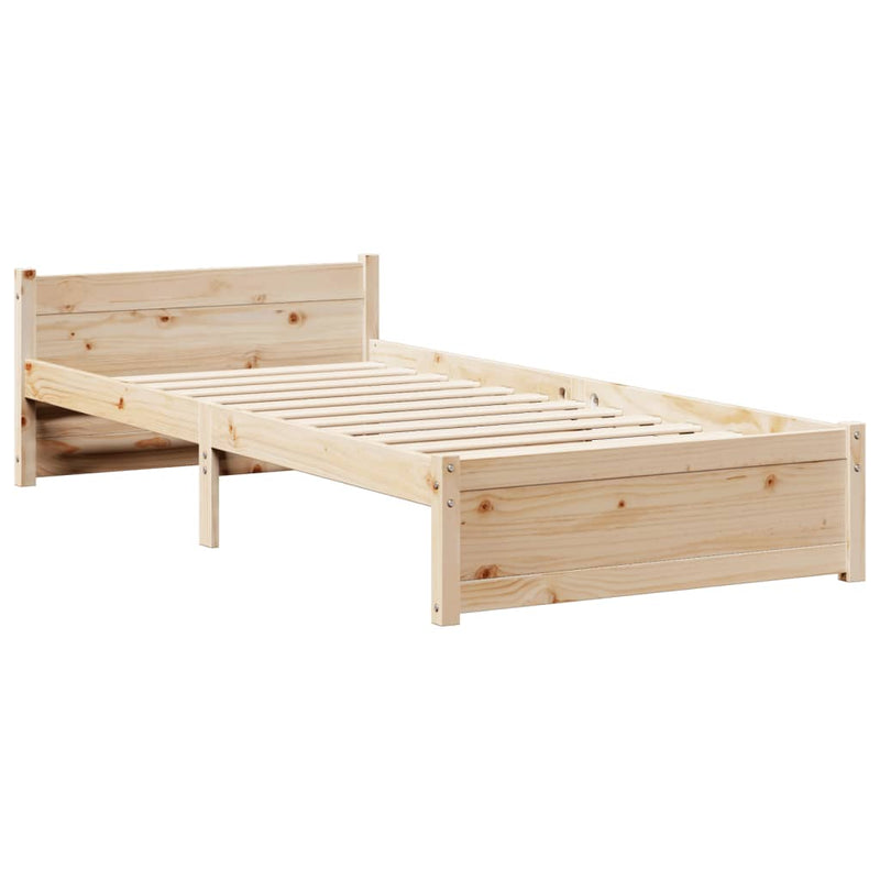 vidaXL tömör fenyőfa ágykeret fejtámlával 100 x 200 cm