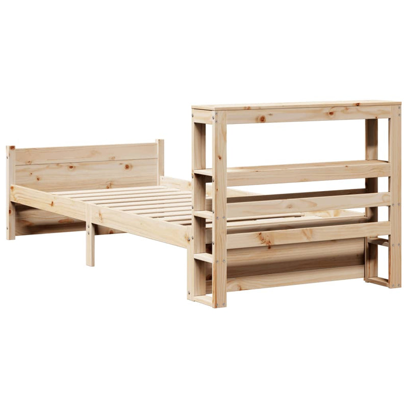 vidaXL tömör fenyőfa ágykeret fejtámlával 100 x 200 cm
