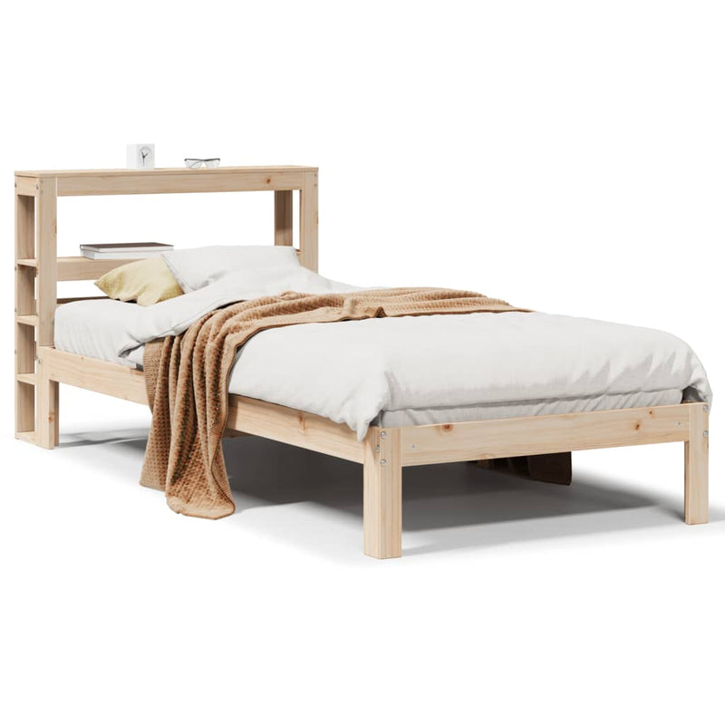 vidaXL tömör fenyőfa ágykeret fejtámlával 75 x 190 cm