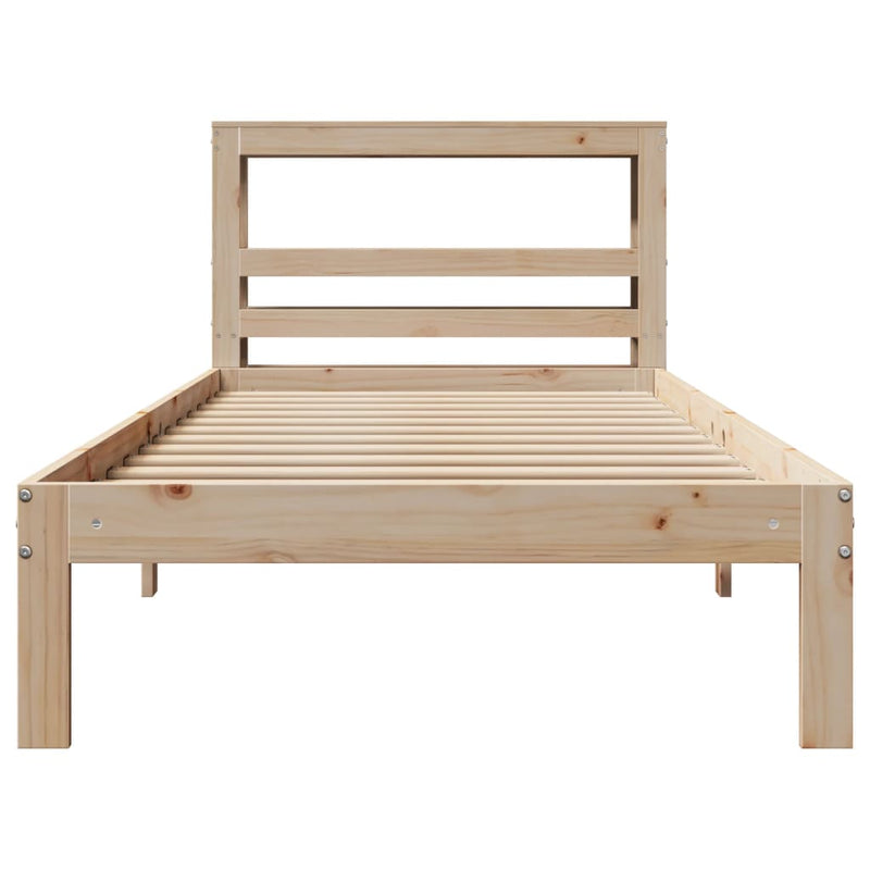 vidaXL tömör fenyőfa ágykeret fejtámlával 75 x 190 cm