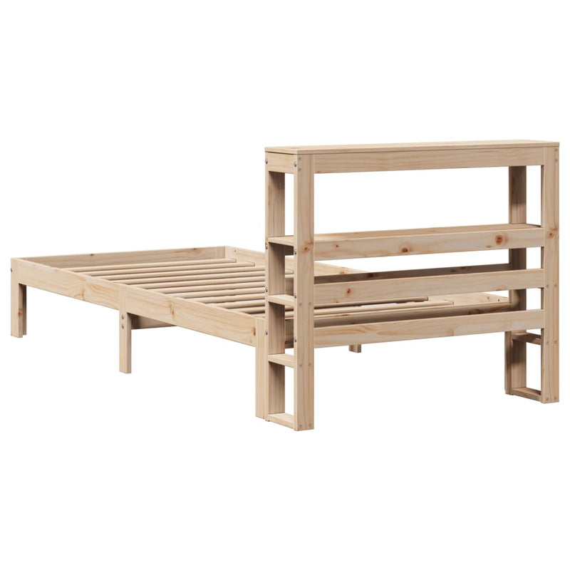 vidaXL tömör fenyőfa ágykeret fejtámlával 75 x 190 cm