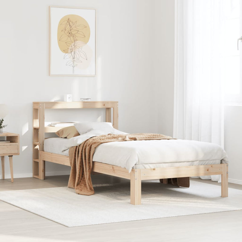 vidaXL tömör fenyőfa ágykeret fejtámlával 75 x 190 cm