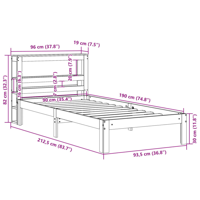 vidaXL fehér ágykeret fejtámlával matrac nélkül 90x190 cm
