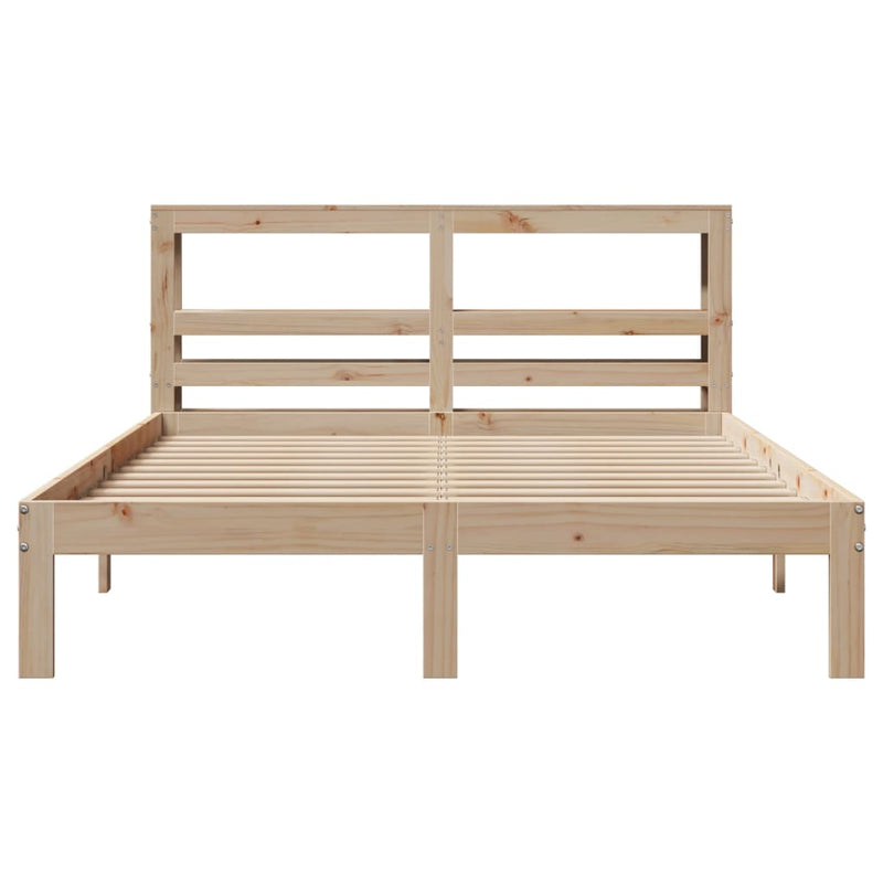 vidaXL tömör fenyőfa ágykeret fejtámlával 140 x 190 cm