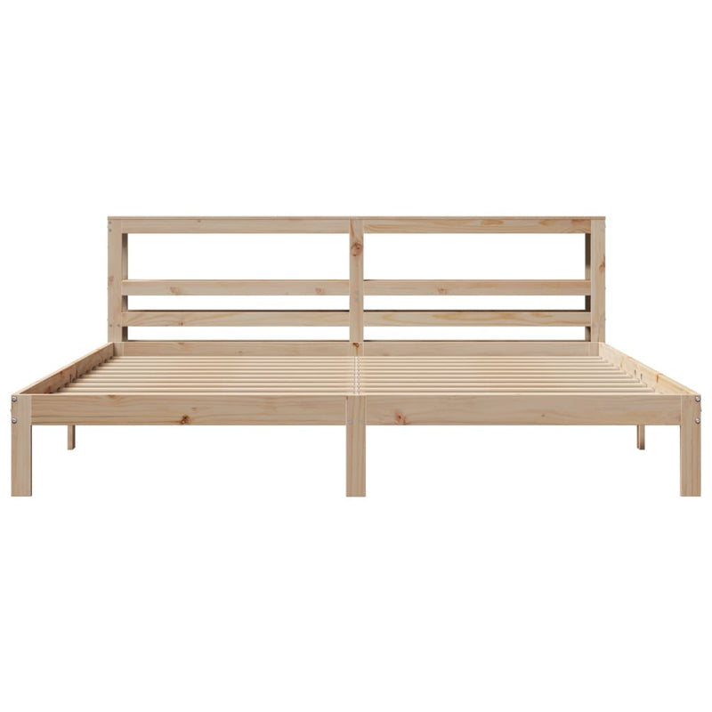 vidaXL tömör fenyőfa ágykeret fejtámlával 200 x 200 cm