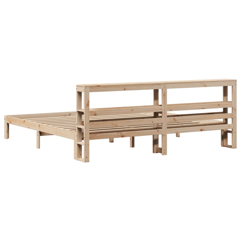 vidaXL tömör fenyőfa ágykeret fejtámlával 200 x 200 cm
