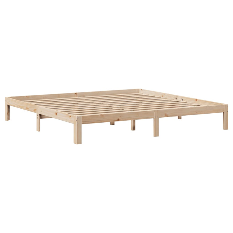 vidaXL tömör fenyőfa ágykeret fejtámlával 200 x 200 cm