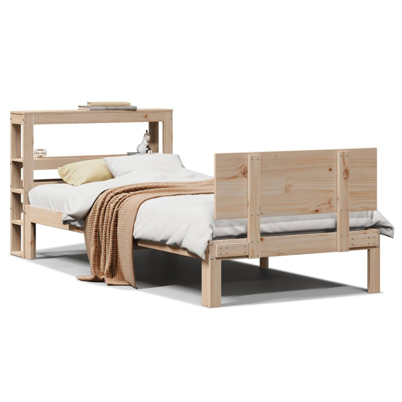 vidaXL tömör fenyőfa ágykeret fejtámlával 90 x 190 cm